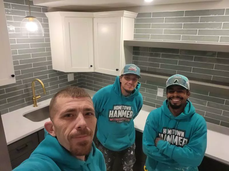 Hometown Hammer crew in a finished kitchen